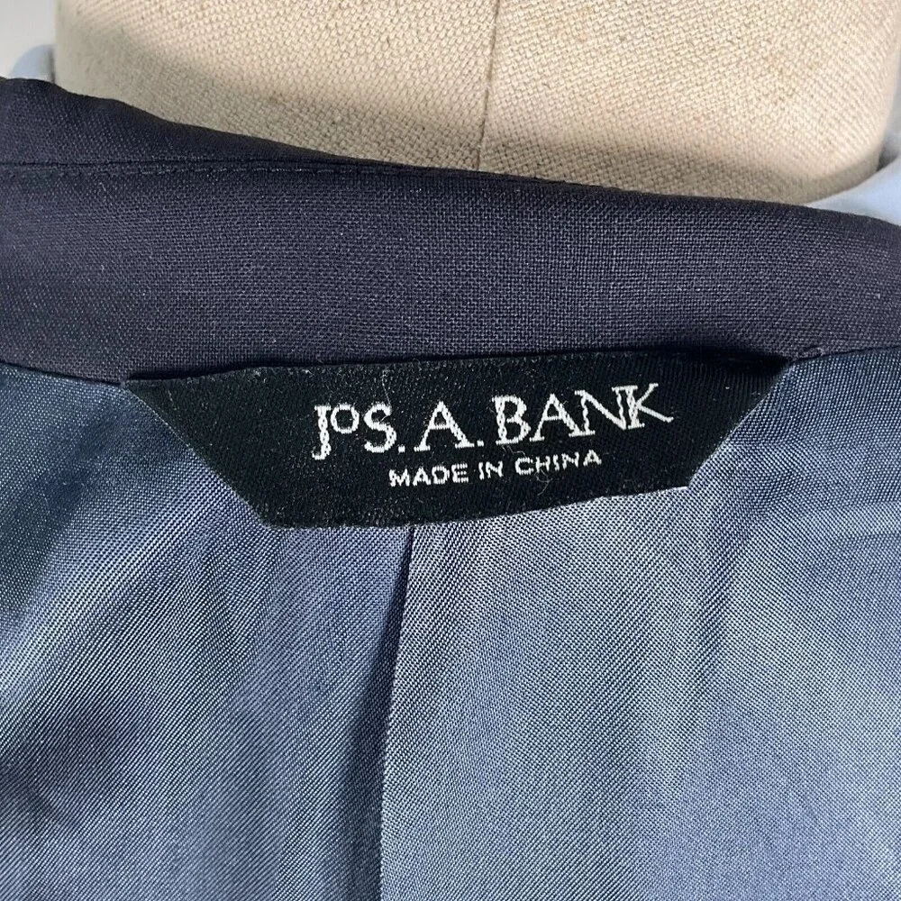 Jos A Bank Blazer Men 41R Blue Gold Shield Button Executive Classic‎ Wool Jacket